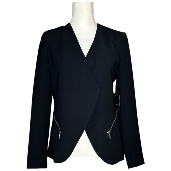 Trouve Women's Small Open Front Waterfall‎ Draped Split Pocket Blazer Jacket - Picture 2 of 9
